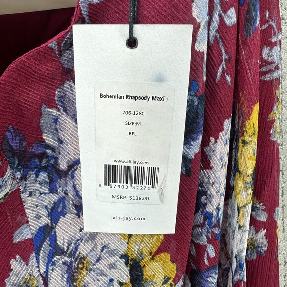 Ali & Jay Maxi Dress Womens Size M Multicolor Bohemian Rhapsody Floral Cut Out - Picture 12 of 13